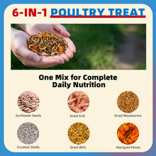 Load image into Gallery viewer, Petfu Apollo1 Series 6-in-1 Poultry Treat Mix High-Protein Mealworms, BSFL, Krill, Sunflower Seeds, Marigold Petals & Shells for Chickens & Ducks | Supports Strong Eggshells, Feather Health & Rich Yolks