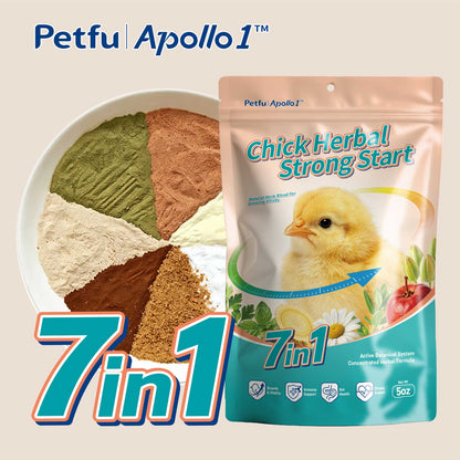Petfu Apollo 1 Chick Herbal Strong Start 7-in-1 powdered chicken feed pouch 