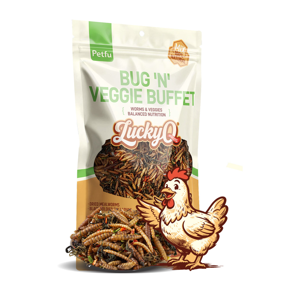 PETFU Bug N Veggie Buffet Treat Bag for Chickens and Pets