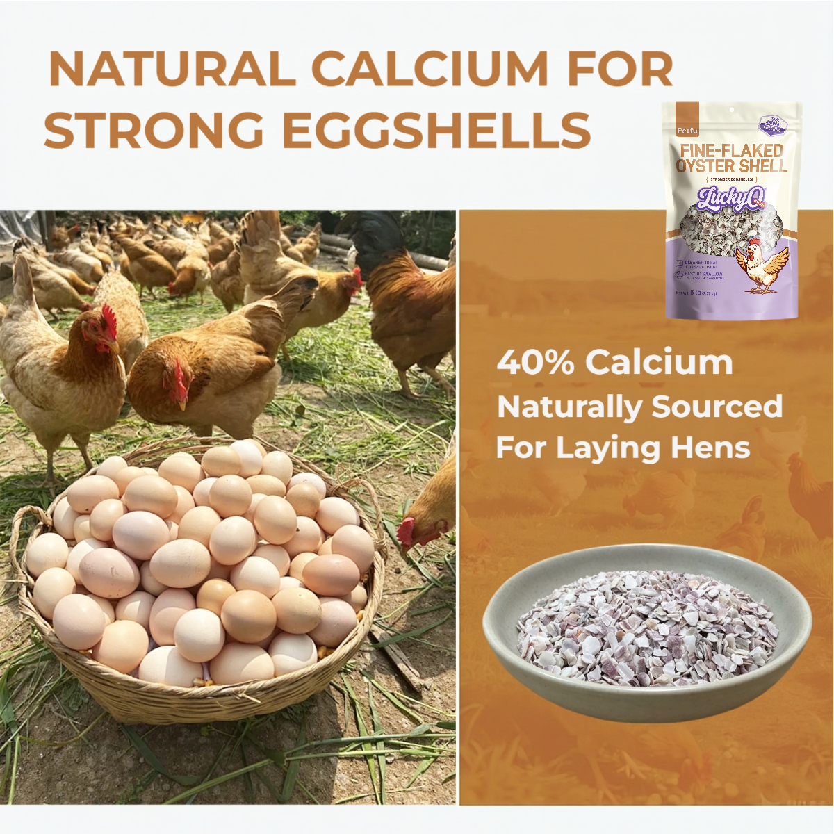 Clean heat-treated and washed low dust oyster shell for poultry