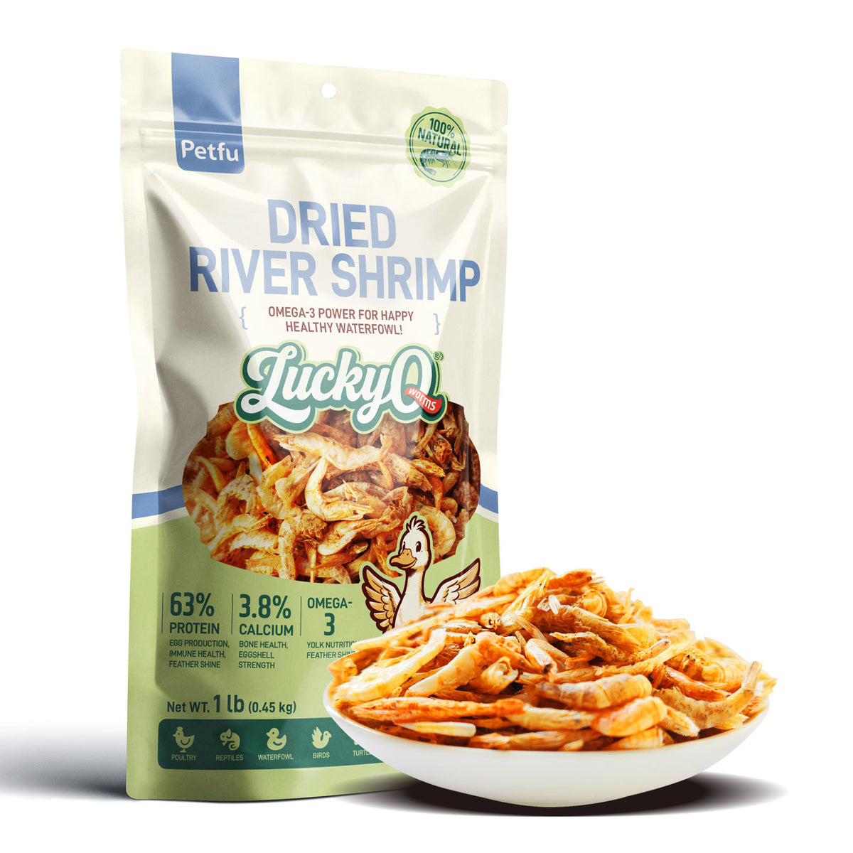 LuckyQ Dried River Shrimp pet treat bag