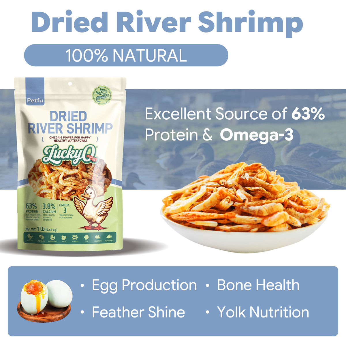 Dried river shrimp high protein poultry snack