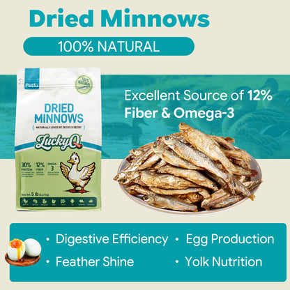 LuckyQworms Dried Freshwater Fish 5 lbs for Cats, Chickens, Wild Birds, Hedgehogs, Reptiles, Lizards, Bearded Dragons, Fish, Turtles High Protein Natural Insect Food Resealable Bag