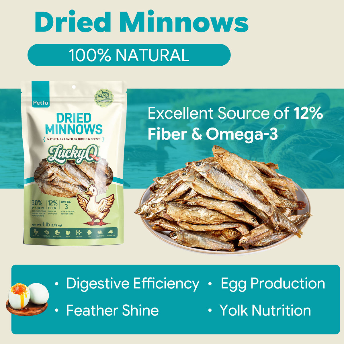 PETFU Dried Freshwater Fish Nutritional Analysis 100 Percent Natural