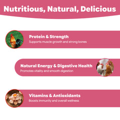 Freeze-Dried Strawberries & Bananas provide vitamin C and potassium to support overall wellness, heart & muscle function.