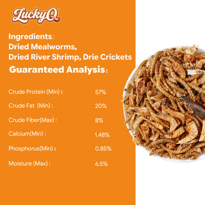 LuckyQworms Dried Mighty Crunch Mix Aquatic Turtle Food 5 lbs for Chickens, Wild Birds, Hedgehogs, Reptiles, Lizards, Bearded Dragons, Fish, Turtles High Protein Natural Insect Food Resealable Bag