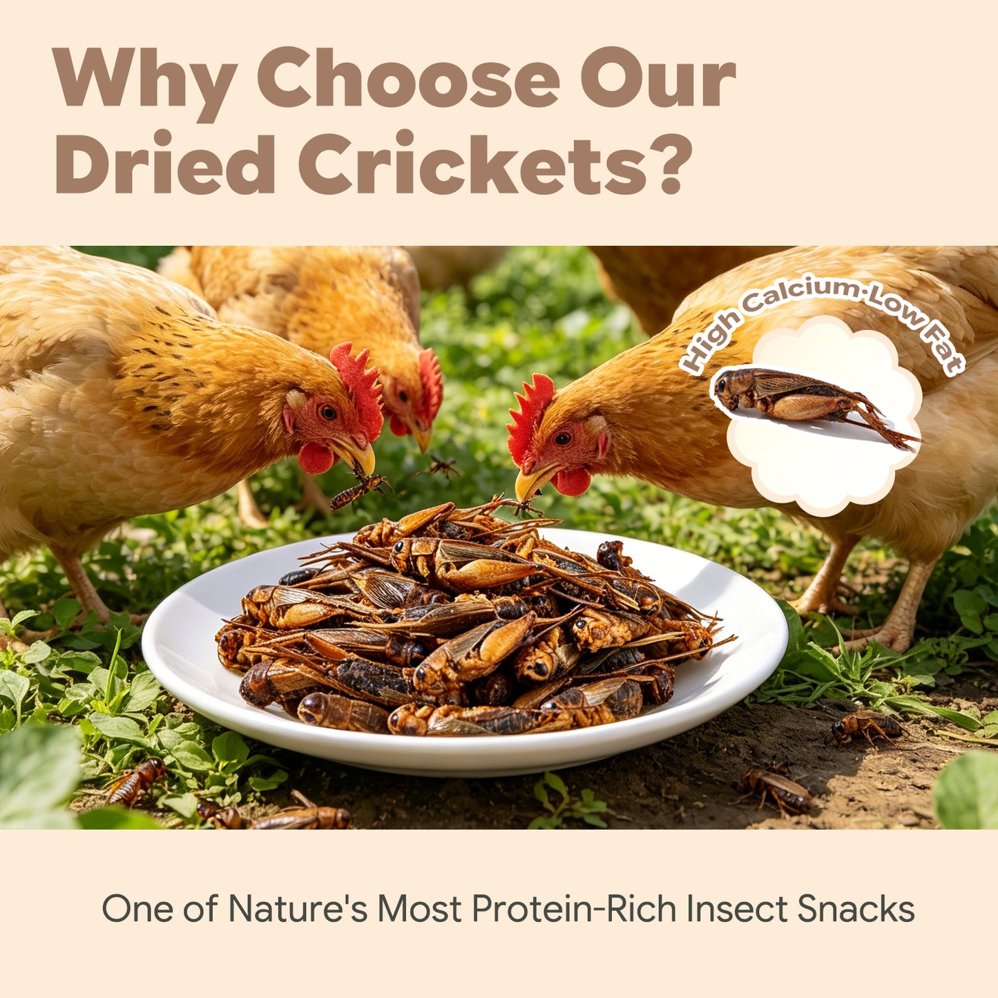 LuckyQworms Dried Crickets 5 lbs for Chickens, Wild Birds, Hedgehogs, Reptiles, Lizards, Bearded Dragons, Fish, Turtles High Protein Natural Insect Food Resealable Bag