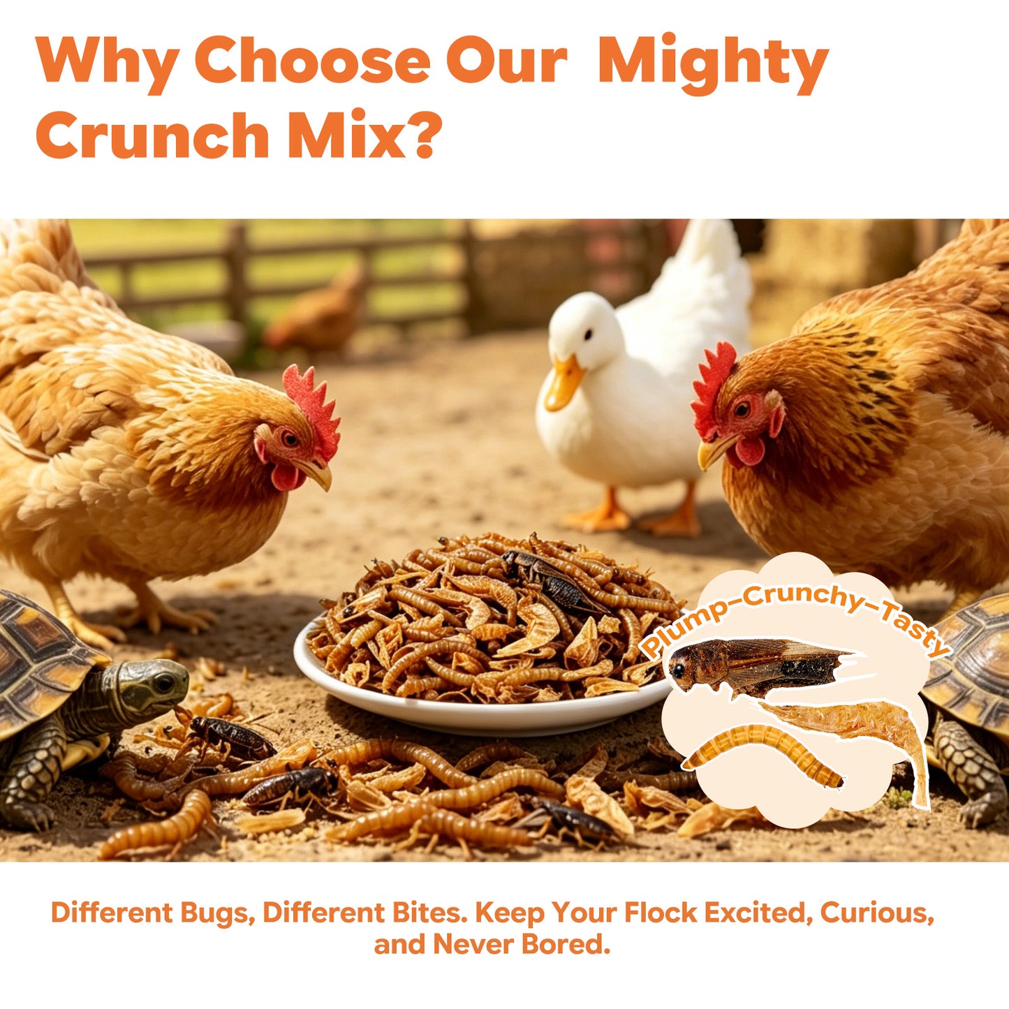 LuckyQworms Dried Mighty Crunch Mix Aquatic Turtle Food 5 lbs for Chickens, Wild Birds, Hedgehogs, Reptiles, Lizards, Bearded Dragons, Fish, Turtles High Protein Natural Insect Food Resealable Bag