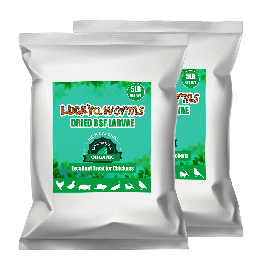 LuckyQworms Dried Black Soldier Fly Larvae 10LBS, High-Protein BSF Larvae Chicken Treats Non-GMO BSFL for Chickens, Hens, Ducks, Wild Birds