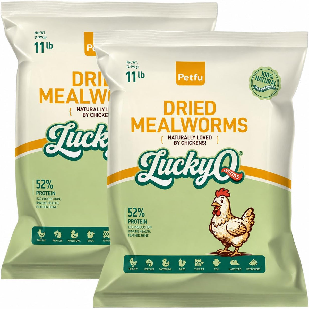 LuckyQworms resealable bag dried mealworms chicken treat