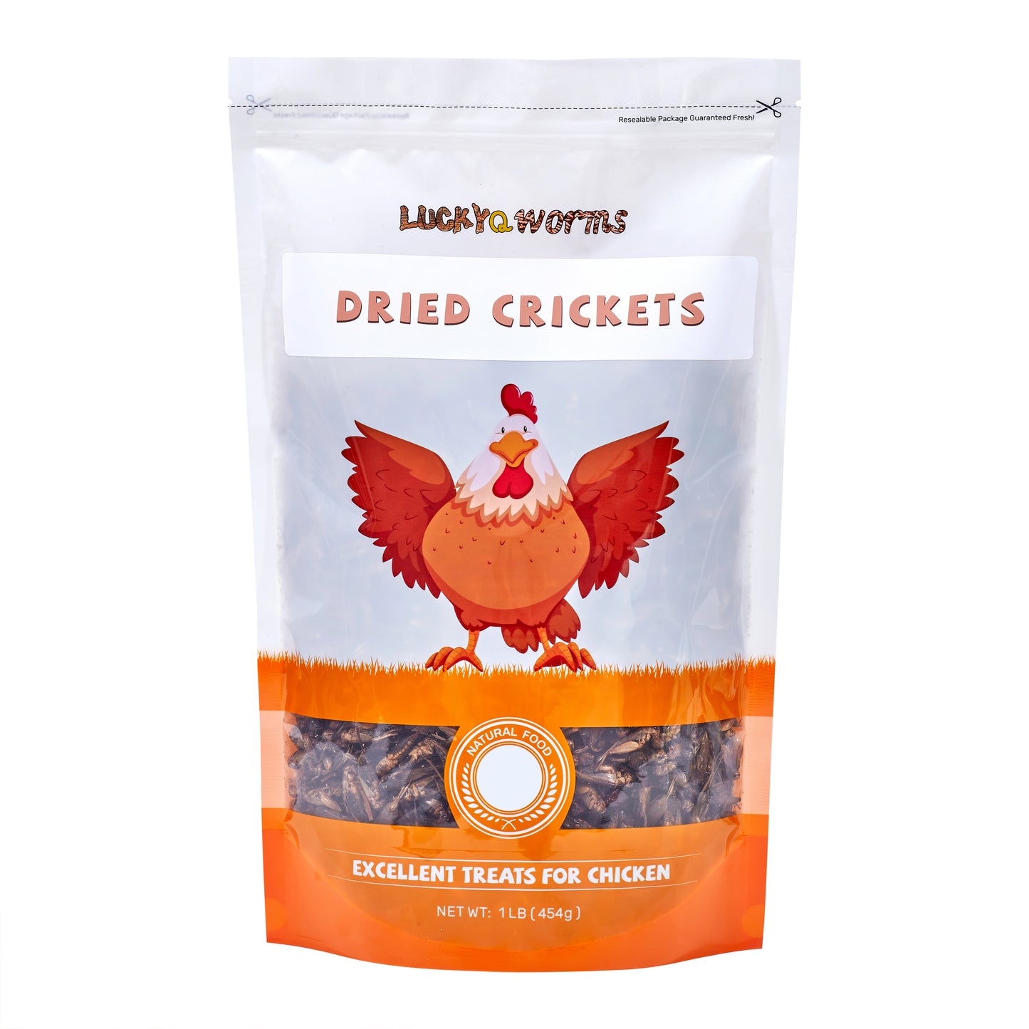 LuckyQworms Dried Crickets 1 lb for Chickens, Wild Birds, Hedgehogs, Reptiles, Lizards, Bearded Dragons, Fish, Turtles High Protein Natural Insect Food Resealable Bag