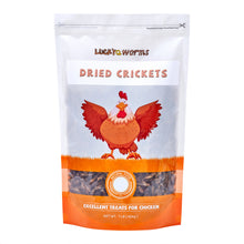 Load image into Gallery viewer, LuckyQworms Dried Crickets 1 lb for Chickens, Wild Birds, Hedgehogs, Reptiles, Lizards, Bearded Dragons, Fish, Turtles High Protein Natural Insect Food Resealable Bag
