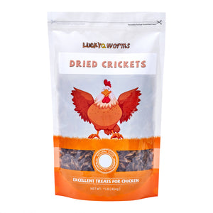 LuckyQworms Dried Crickets 1 lb for Chickens, Wild Birds, Hedgehogs, Reptiles, Lizards, Bearded Dragons, Fish, Turtles High Protein Natural Insect Food Resealable Bag