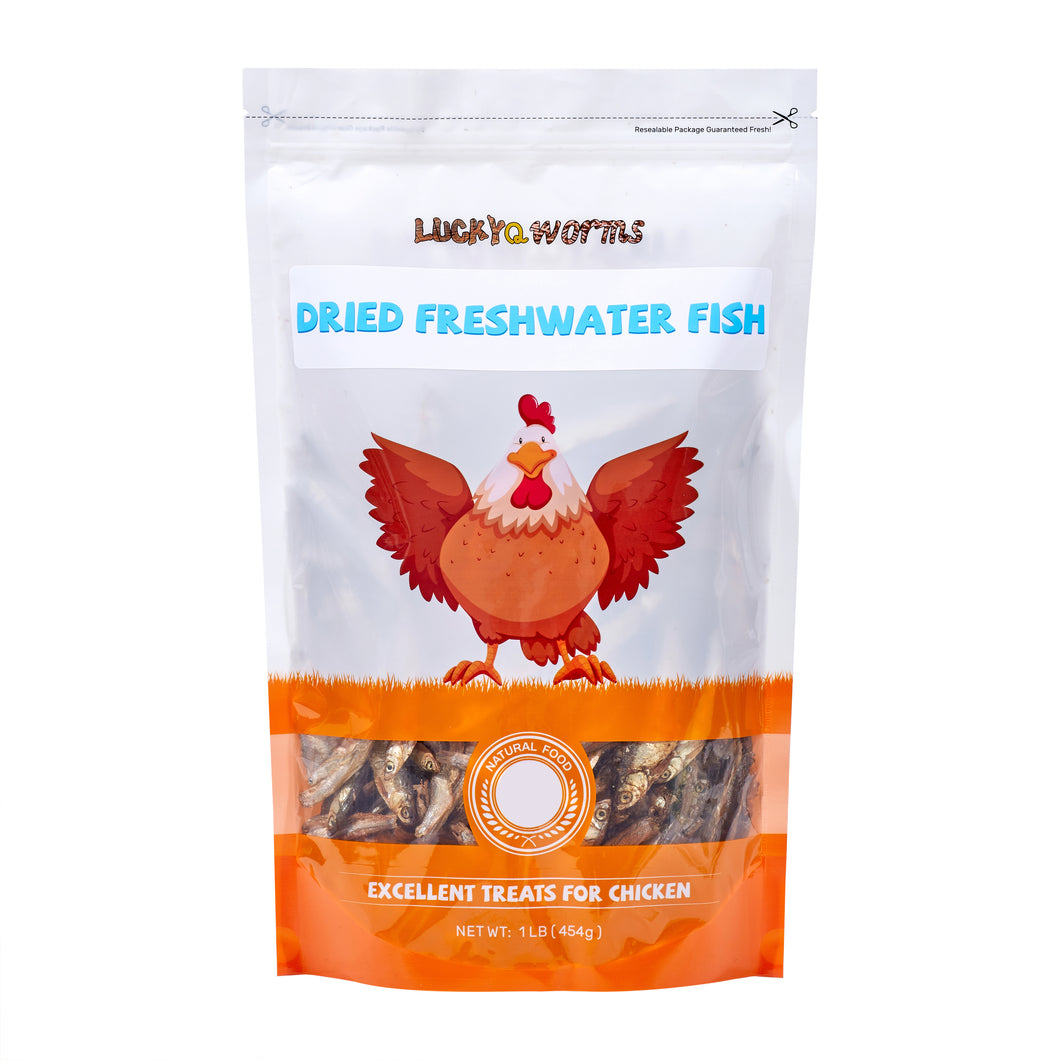 LuckyQworms Dried Freshwater Fish 1 lb for Cats, Chickens, Wild Birds, Hedgehogs, Reptiles, Lizards, Bearded Dragons, Fish, Turtles High Protein Natural Insect Food Resealable Bag