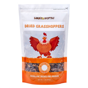 LuckyQworms Dried Grasshoppers 1 lb for Chickens, Wild Birds, Hedgehogs, Reptiles, Lizards, Bearded Dragons, Fish, Turtles High Protein Natural Insect Food Resealable Bag