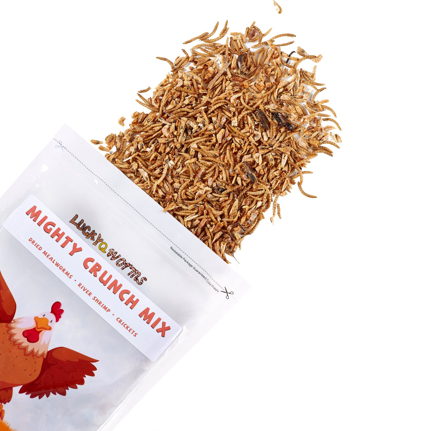 LuckyQworms Dried Mighty Crunch Mix Aquatic Turtle Food 1 lb for Chickens, Wild Birds, Hedgehogs, Reptiles, Lizards, Bearded Dragons, Fish, Turtles High Protein Natural Insect Food Resealable Bag
