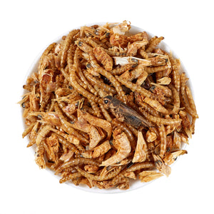 LuckyQworms Dried Mighty Crunch Mix Aquatic Turtle Food 1 lb for Chickens, Wild Birds, Hedgehogs, Reptiles, Lizards, Bearded Dragons, Fish, Turtles High Protein Natural Insect Food Resealable Bag