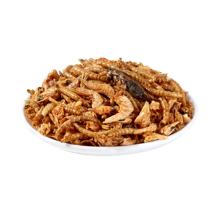 LuckyQworms Dried Mighty Crunch Mix Aquatic Turtle Food 1 lb for Chickens, Wild Birds, Hedgehogs, Reptiles, Lizards, Bearded Dragons, Fish, Turtles High Protein Natural Insect Food Resealable Bag