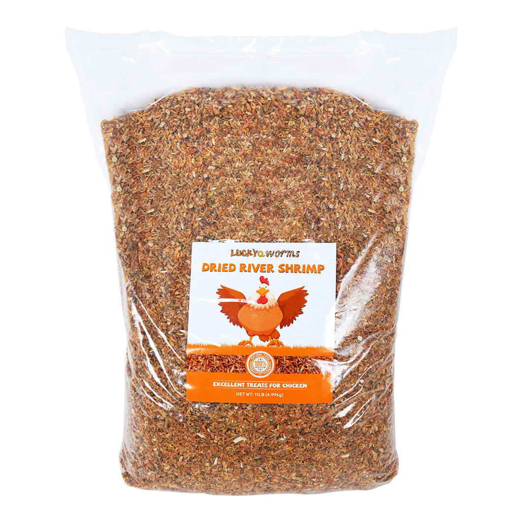 LuckyQworms 11lbs River Shrimp High-Protein Freeze Dried River Shrimp for Chickens Hens Ducks Wild Birds Turtles