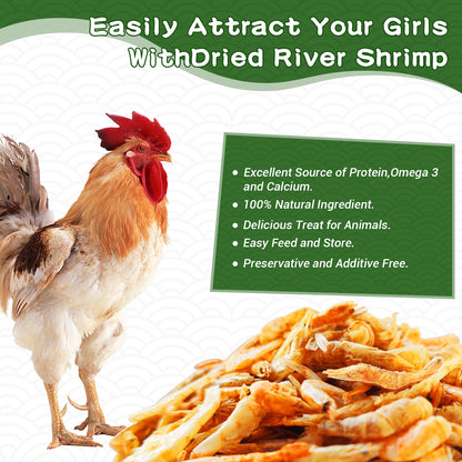 LuckyQworms 5lbs River Shrimp High-Protein Freeze Dried River Shrimp for Chickens Hens Ducks Wild Birds Turtles