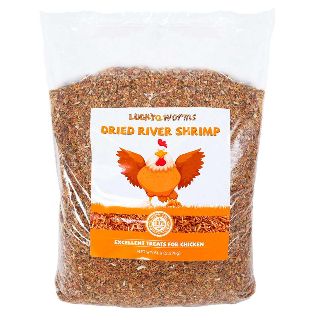 LuckyQworms 5lbs River Shrimp High-Protein Freeze Dried River Shrimp for Chickens Hens Ducks Wild Birds Turtles