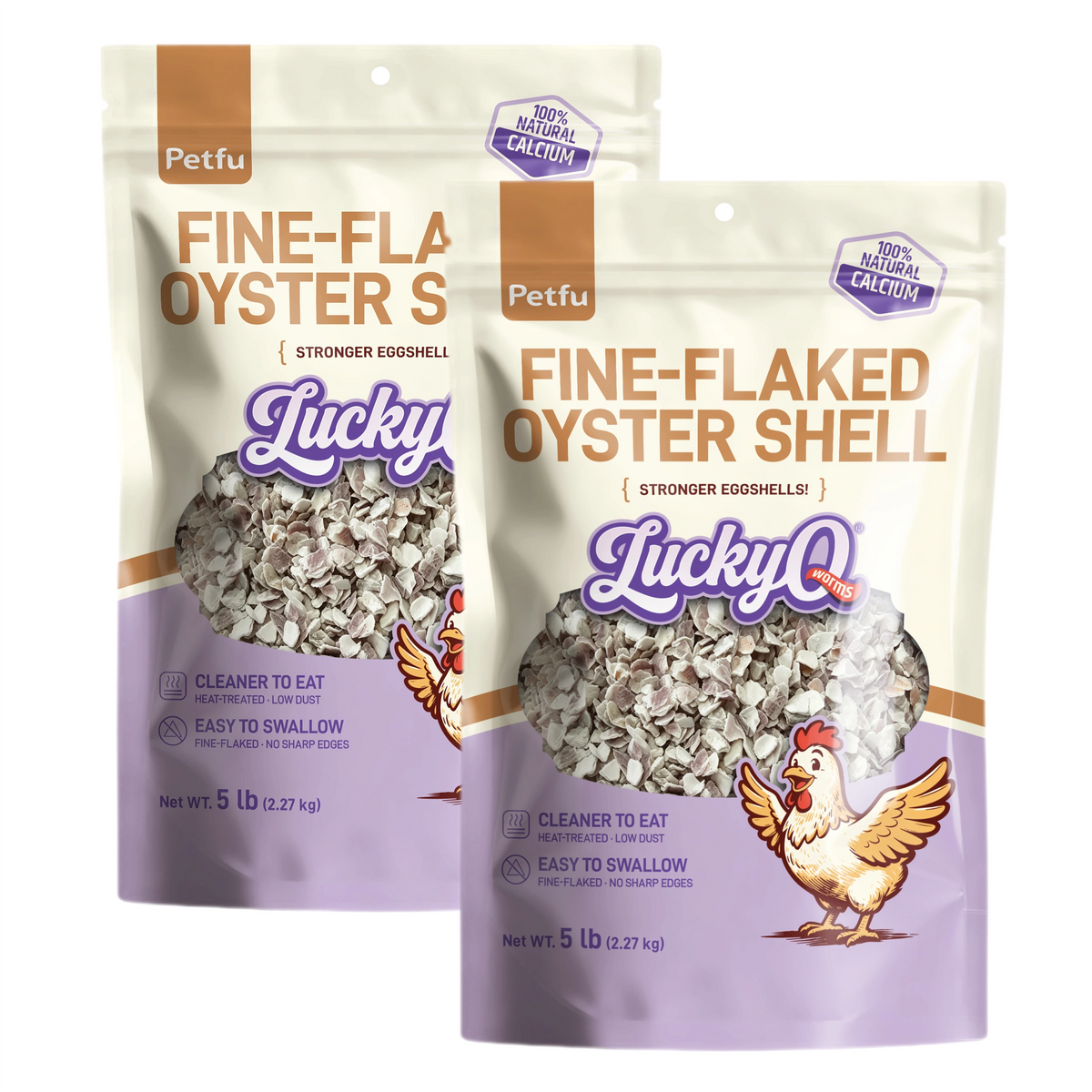Bulk pack of PETFU natural fine-flaked oyster shell supplement for flock