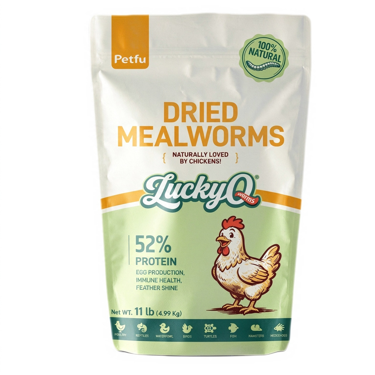 LuckyQworms resealable bag dried mealworms chicken treat